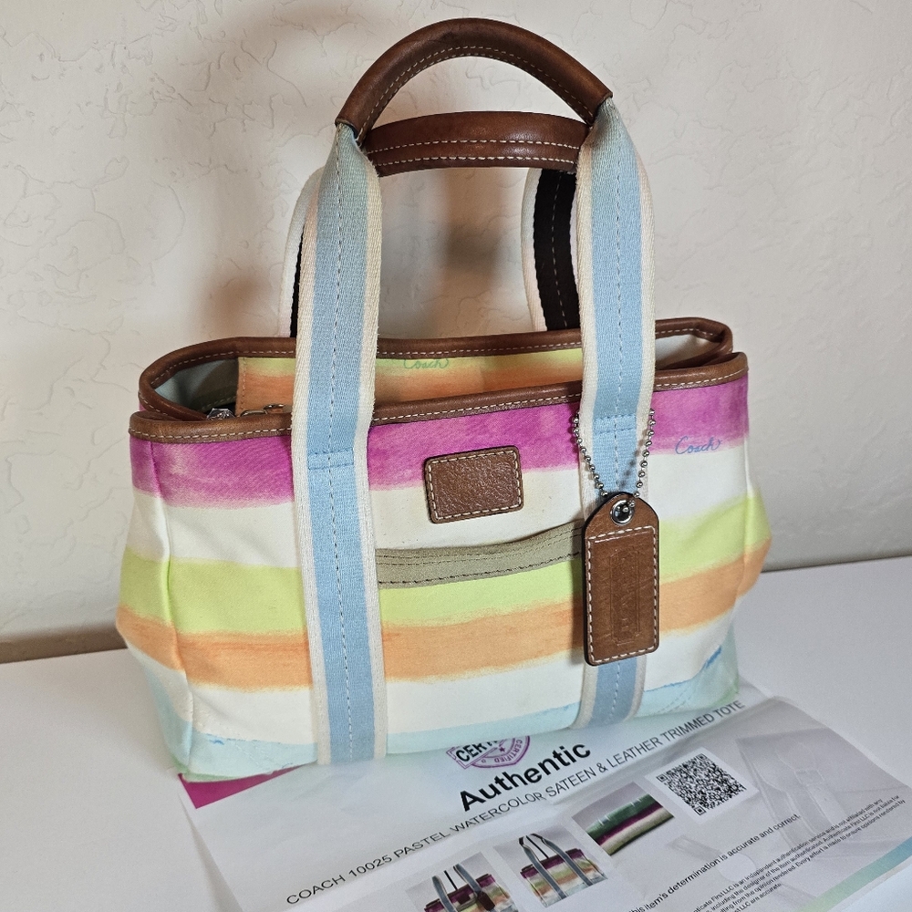 Coach Hampton Multicolor Sherbert Canvas Vintage Tote Bag With COA - Picture 17 of 17